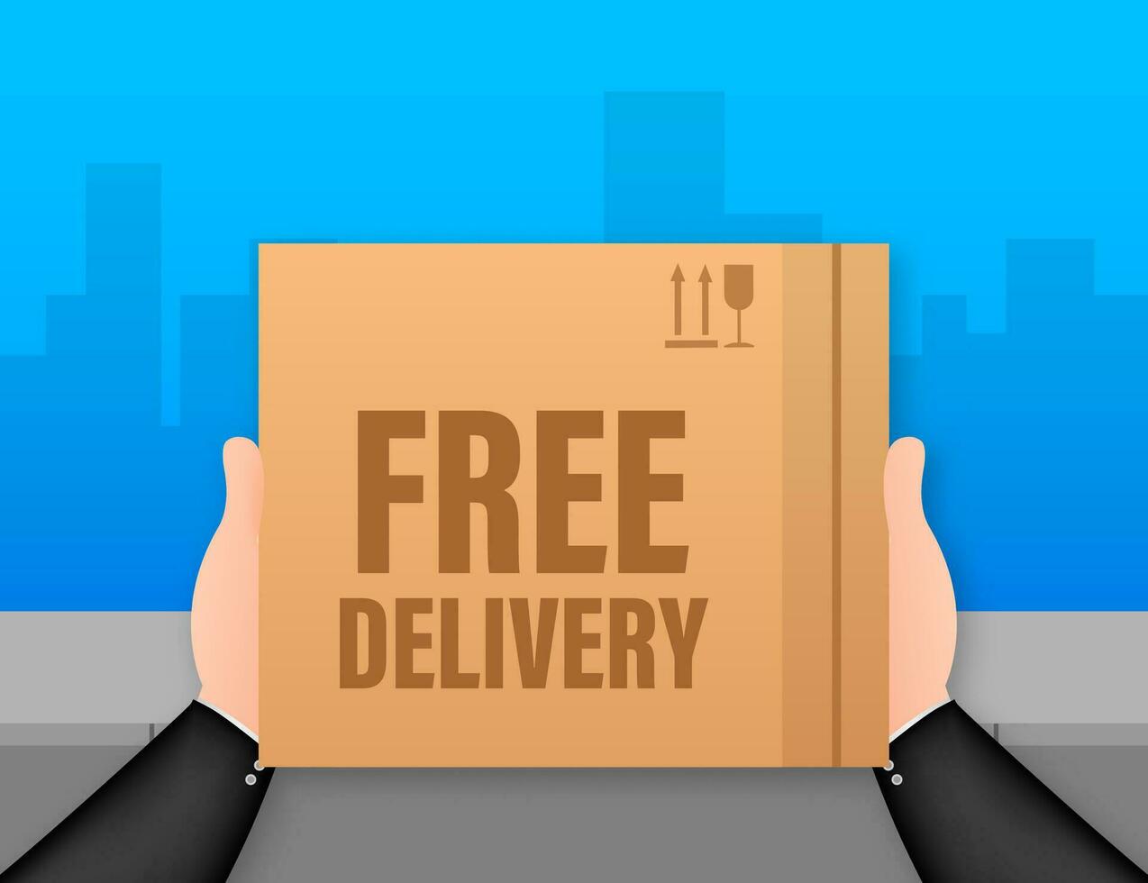Free delivery. Web banner for Delivery Services and E Commerce. Vector stock illustration