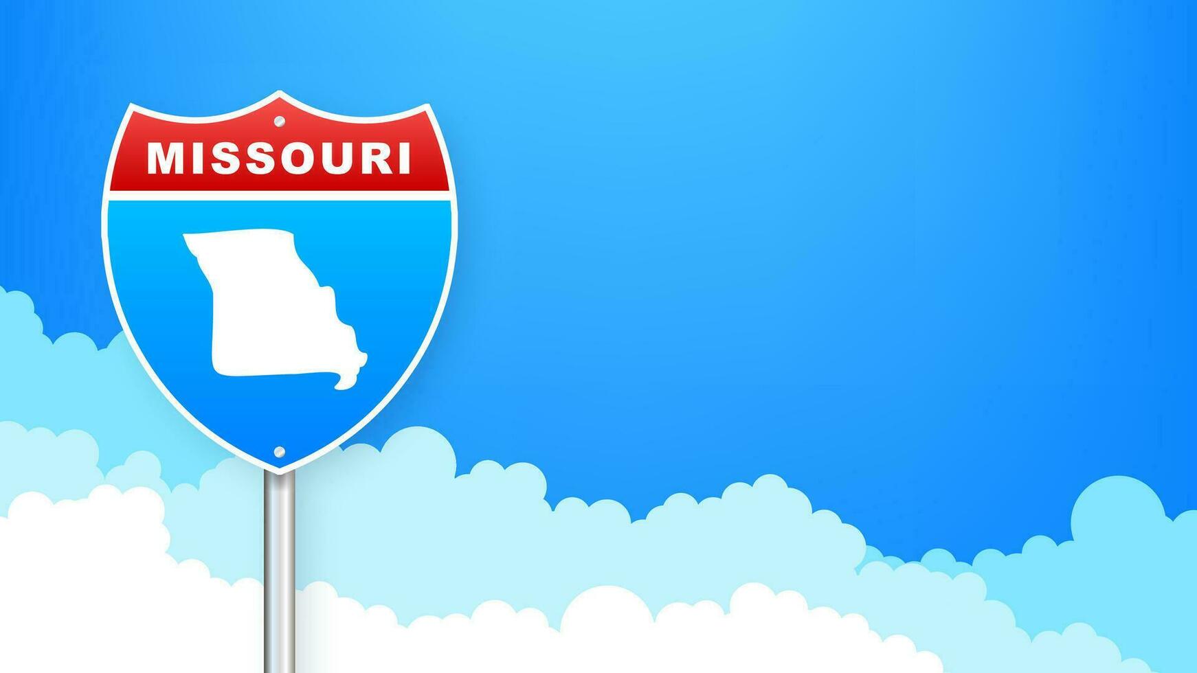 Missouri map on road sign. Welcome to State of Missouri. Vector illustration