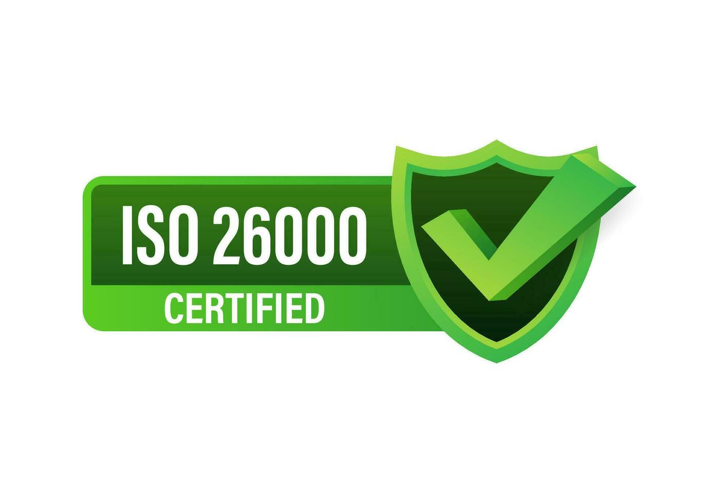 Yo asi 26000 certificado insignia, icono. Certificación estampilla. plano diseño vector