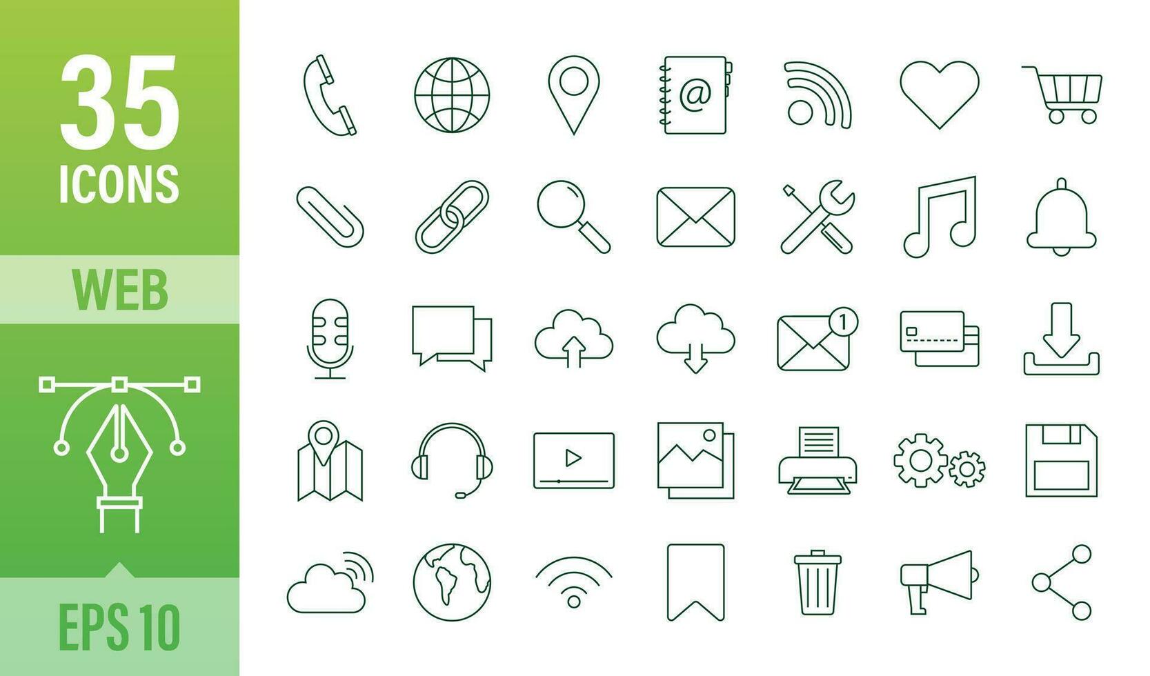 Web icon set. Business. Email icon. Video chat. Vector stock illustration