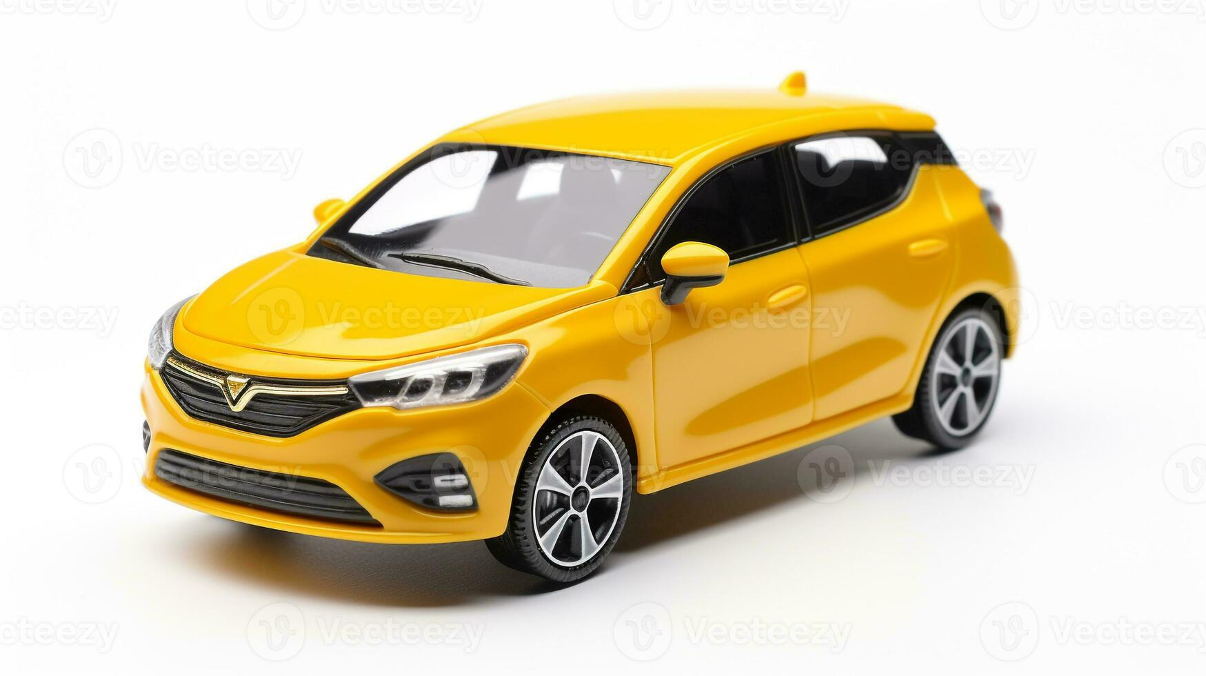 Displaying a 3D miniature Hatchback car. Generative AI photo