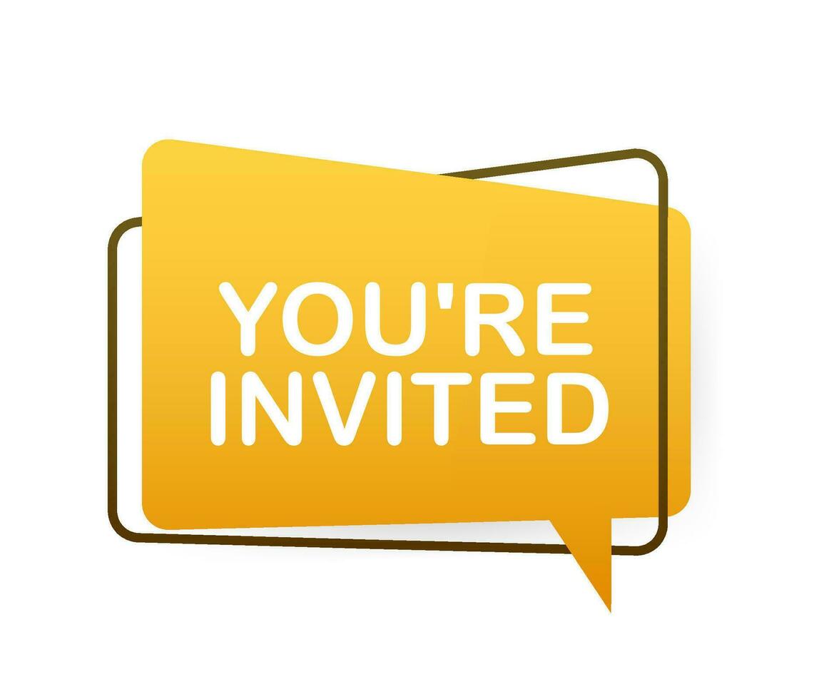 Megaphone banner, business concept with text You re invited. Vector illustration.