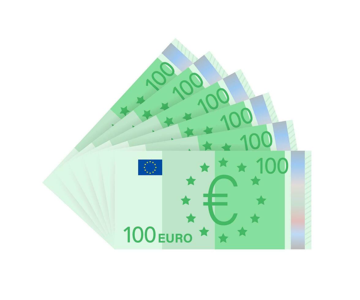 Euro money banknotes. Flat euro for paper money. Business concept. Vector stock illustration