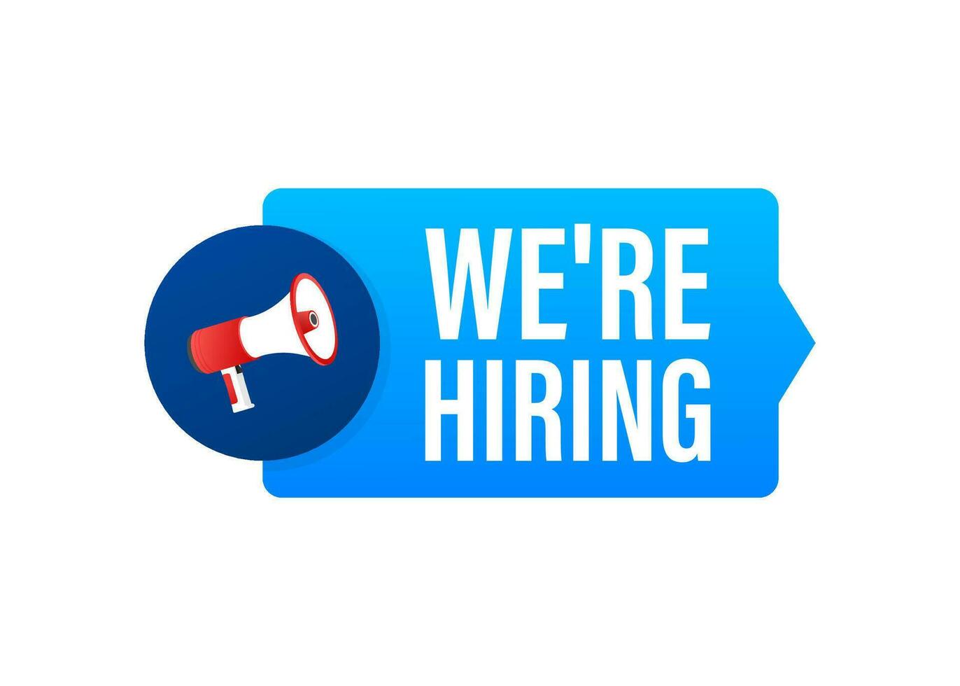 We are Hiring web banner. Megaphone With We are Hiring Speech on green background. Vector stock illustration