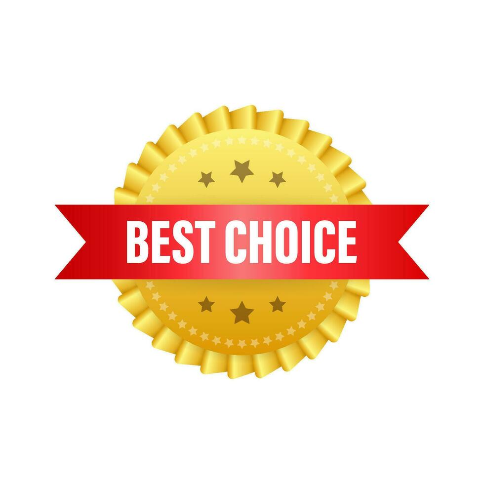 Best choice, realistic gold fabric award ribbon. Vector illustration