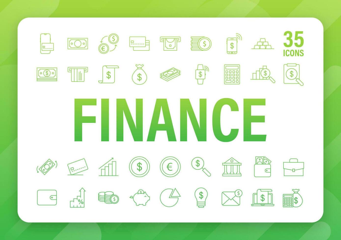 Money, finance, payments. Set outline web icon Vector stock illustration