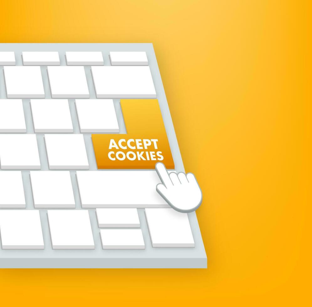 Flat illustration with website accept cookies computer for banner design. Vector set illustration.
