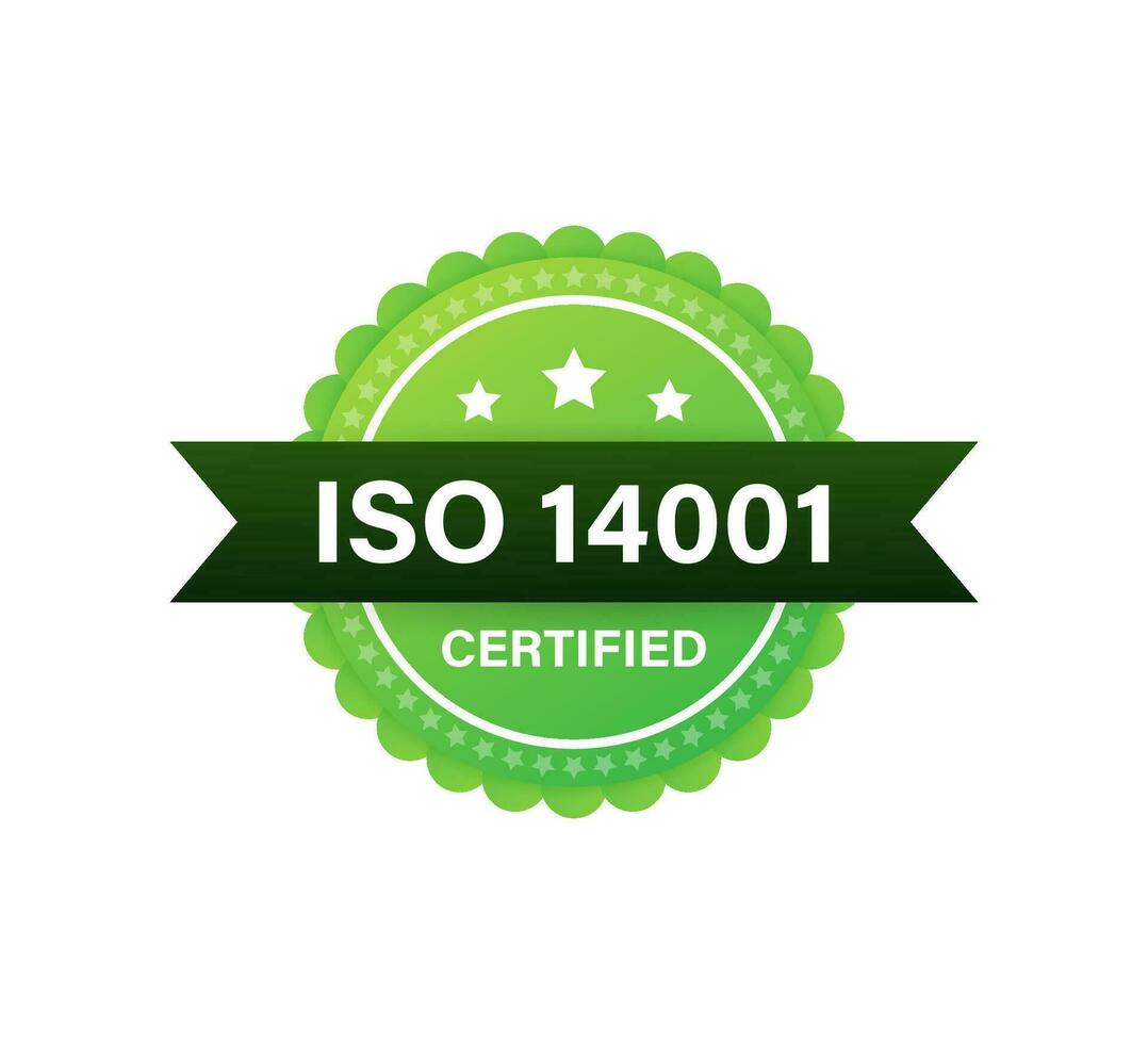 Yo asi 14001 certificado insignia, icono. Certificación estampilla. plano diseño vector