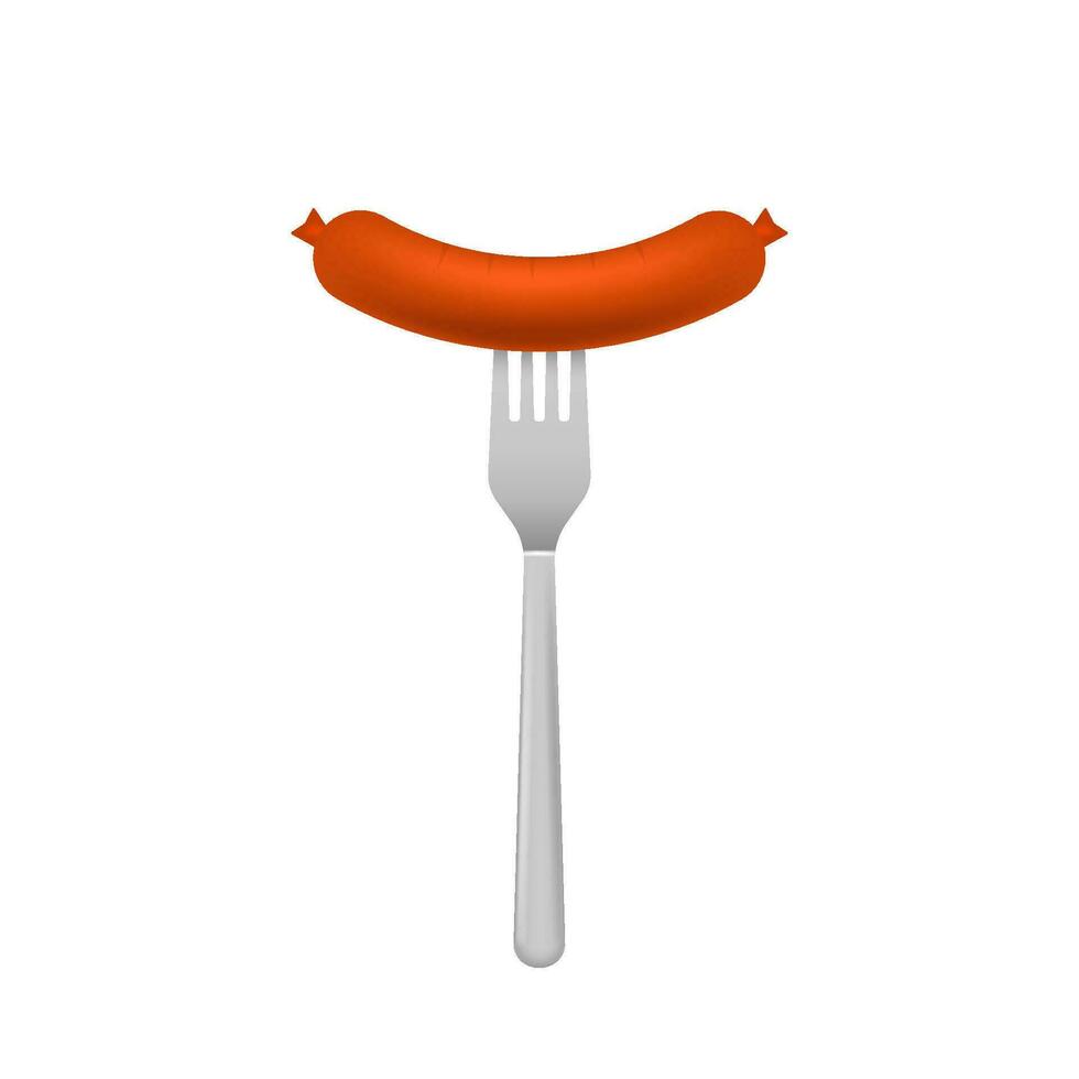 Cartoon grill sausage. Hand drawn vector illustration. Isolated icon set.