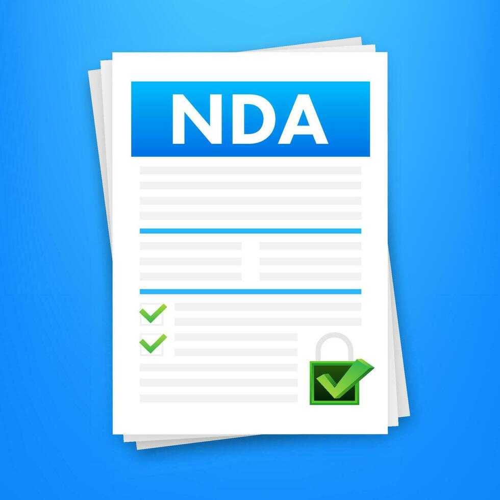 NDA Document, Non disclosure agreement, Privacy document. Vector stock illustration