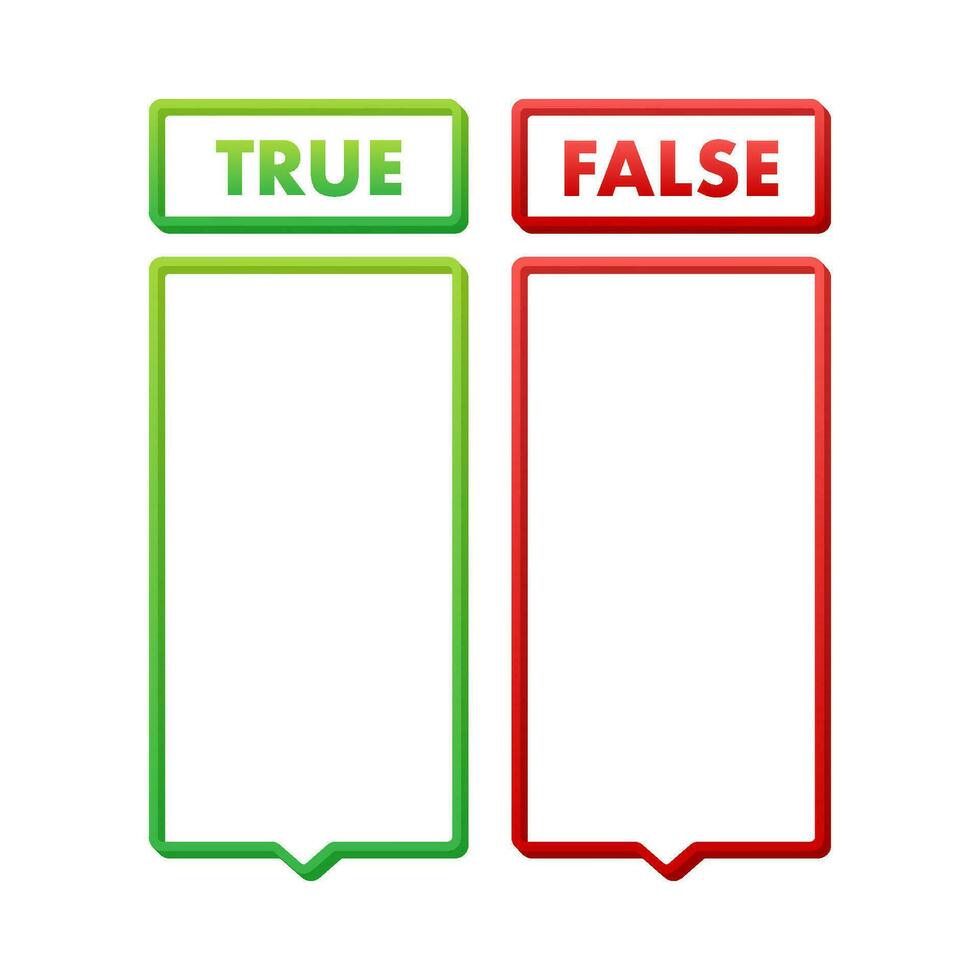 True or False check mark. Red and green colors. Vector stock illustration