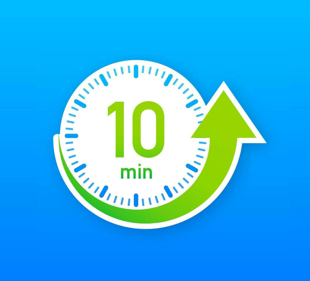 The 10 minutes, stopwatch vector icon. Stopwatch icon in flat style, timer on on color background. Vector illustration