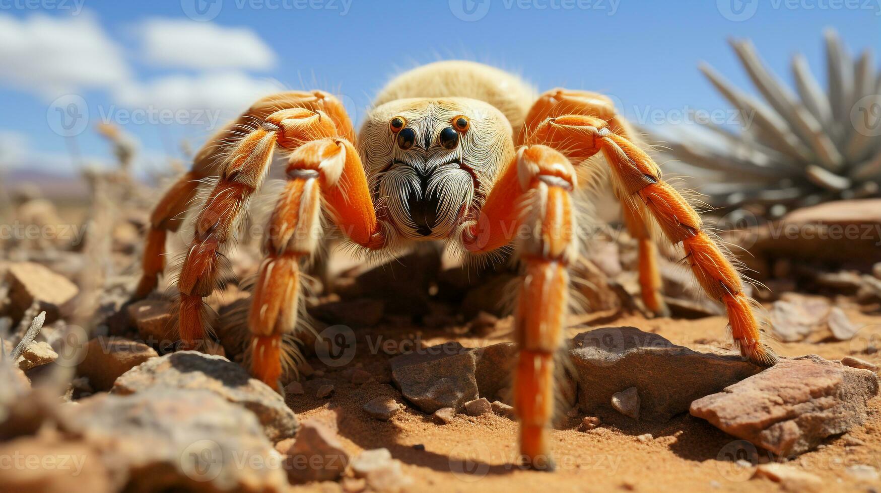 de cerca foto de un Desierto tarántula mirando ninguna dirección en el desierto. generativo ai