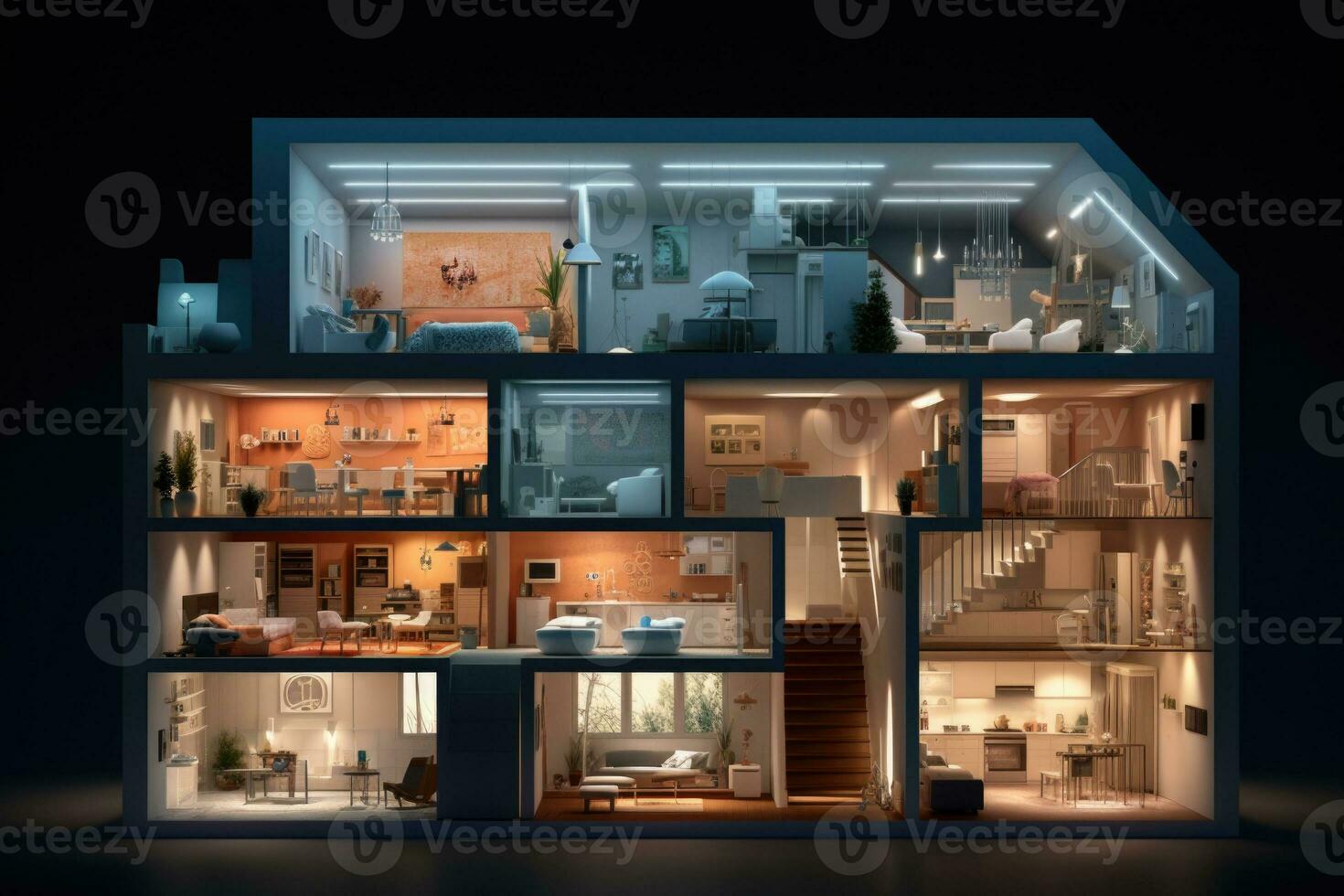 House cross section. Building project cutaway. Generative AI photo