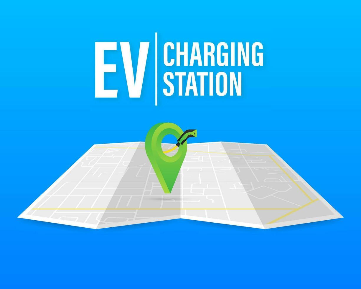 Electric car charging. EV station. Vehicle standing vector