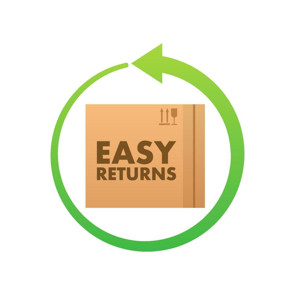 Easy Returns sign, label. Delivery service. Vector stock illustration