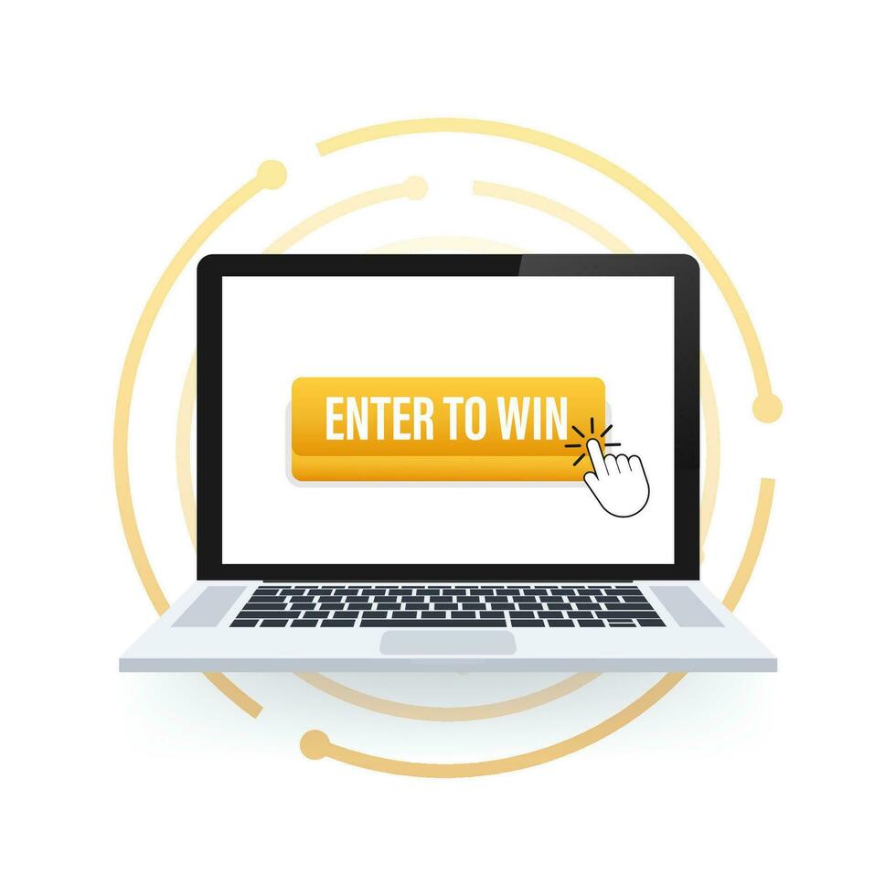 3d enter to win button for web background design. Click button isolated vector
