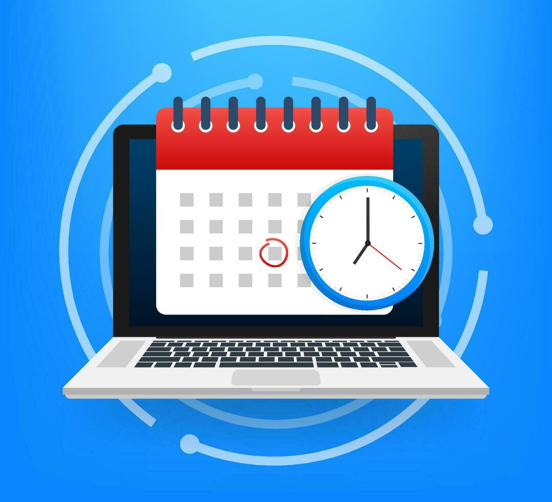 Calendar and clock icon. Wall calendar. Important, schedule, appointment date. Vector stock illustration