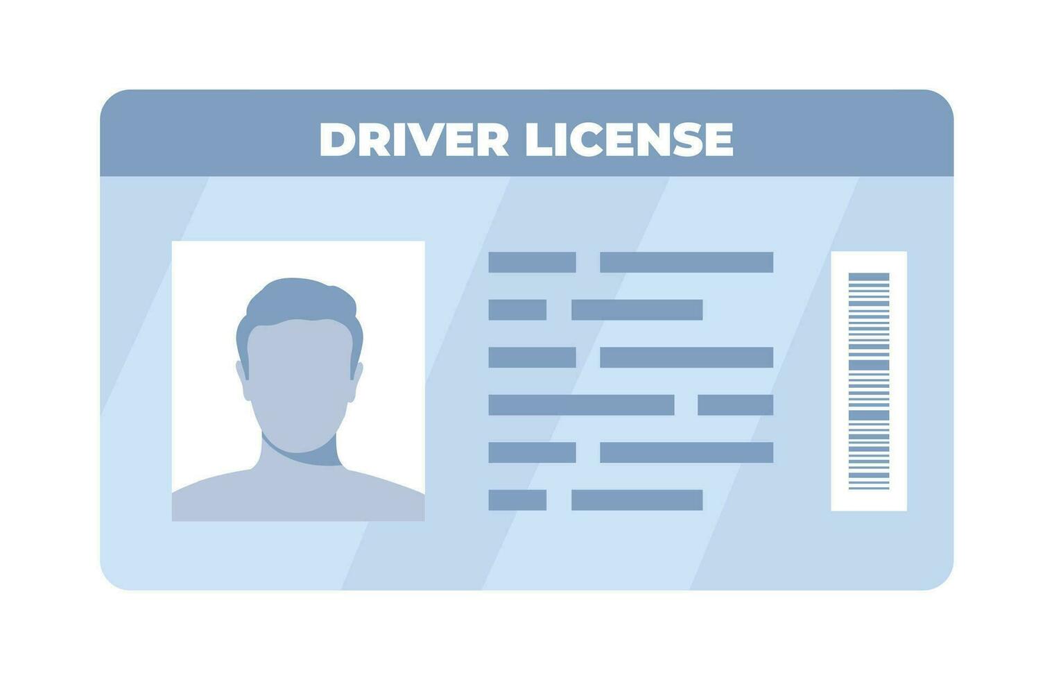 carné de identidad tarjeta. personal informacion datos. identificación documento con persona foto. usuario o perfil tarjeta. conductor licencia. plano estilo. vector ilustración.