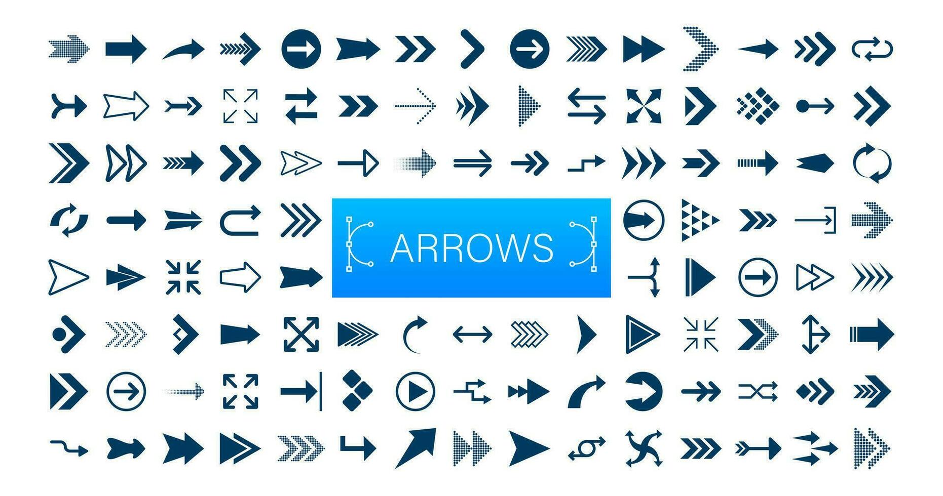 Arrows big black set icons. Arrow icon. Arrows for web design, mobile apps, interface and more. Vector stock illustration