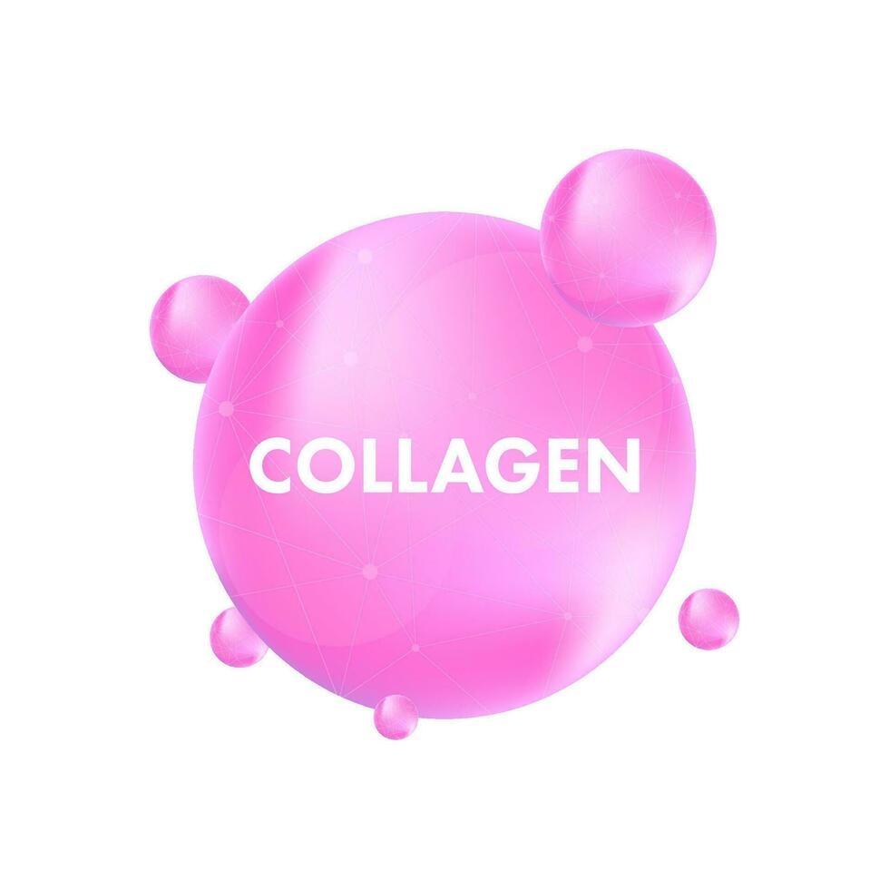 Collagen solution pill. Vitamin skin care. Vector stock illustration