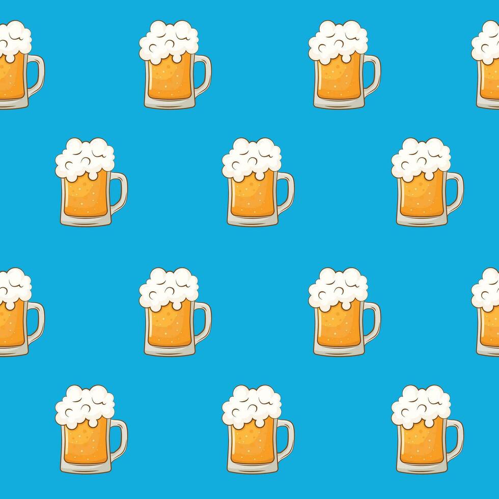 Vector seamless background with glasses of beer