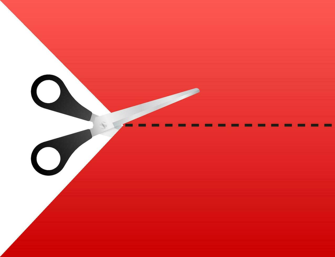 Paper cut cutting. Scissors with cut lines. Vector stock illustration.