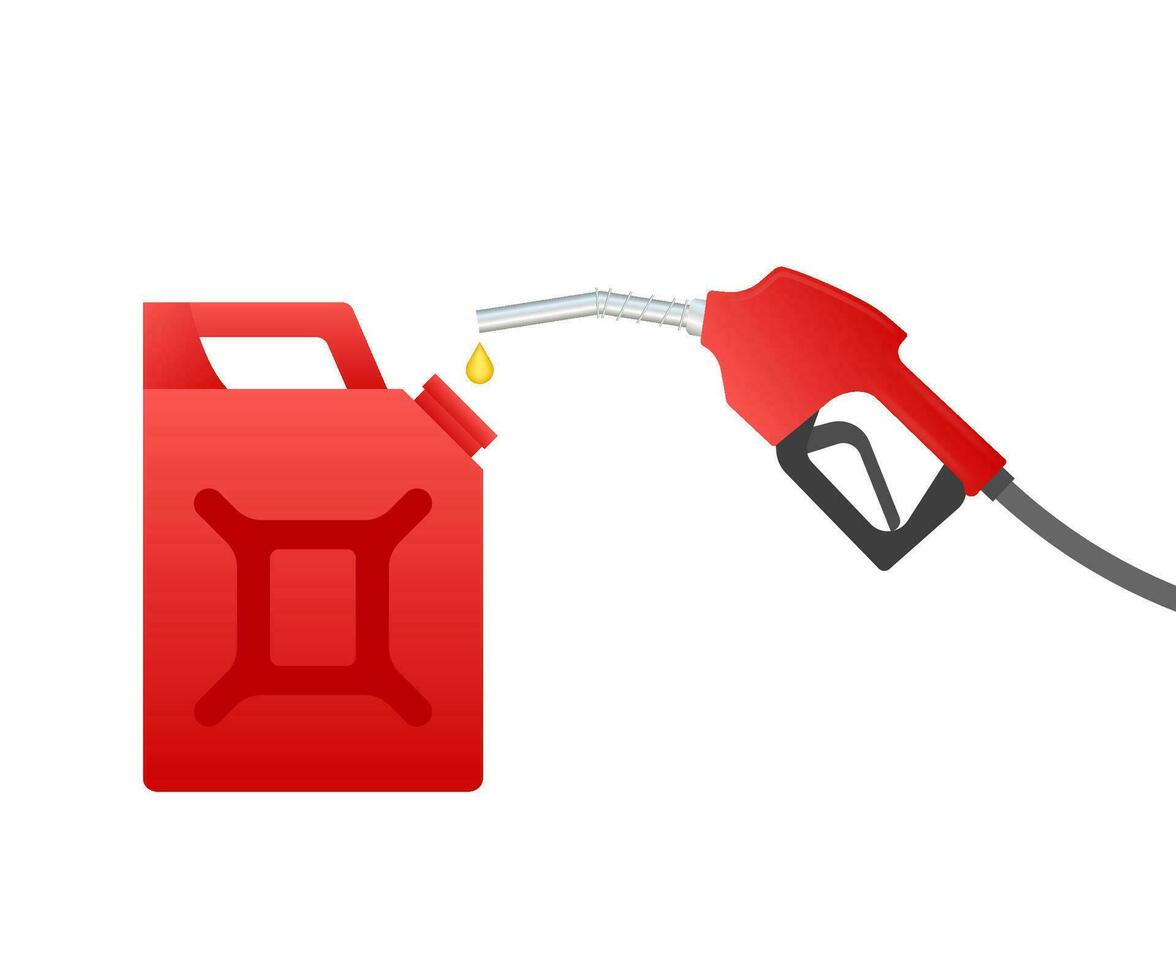 Red canister. Fueling gasoline or diesel vector web banner. Filling stations network, petroleum. Vector illustration.