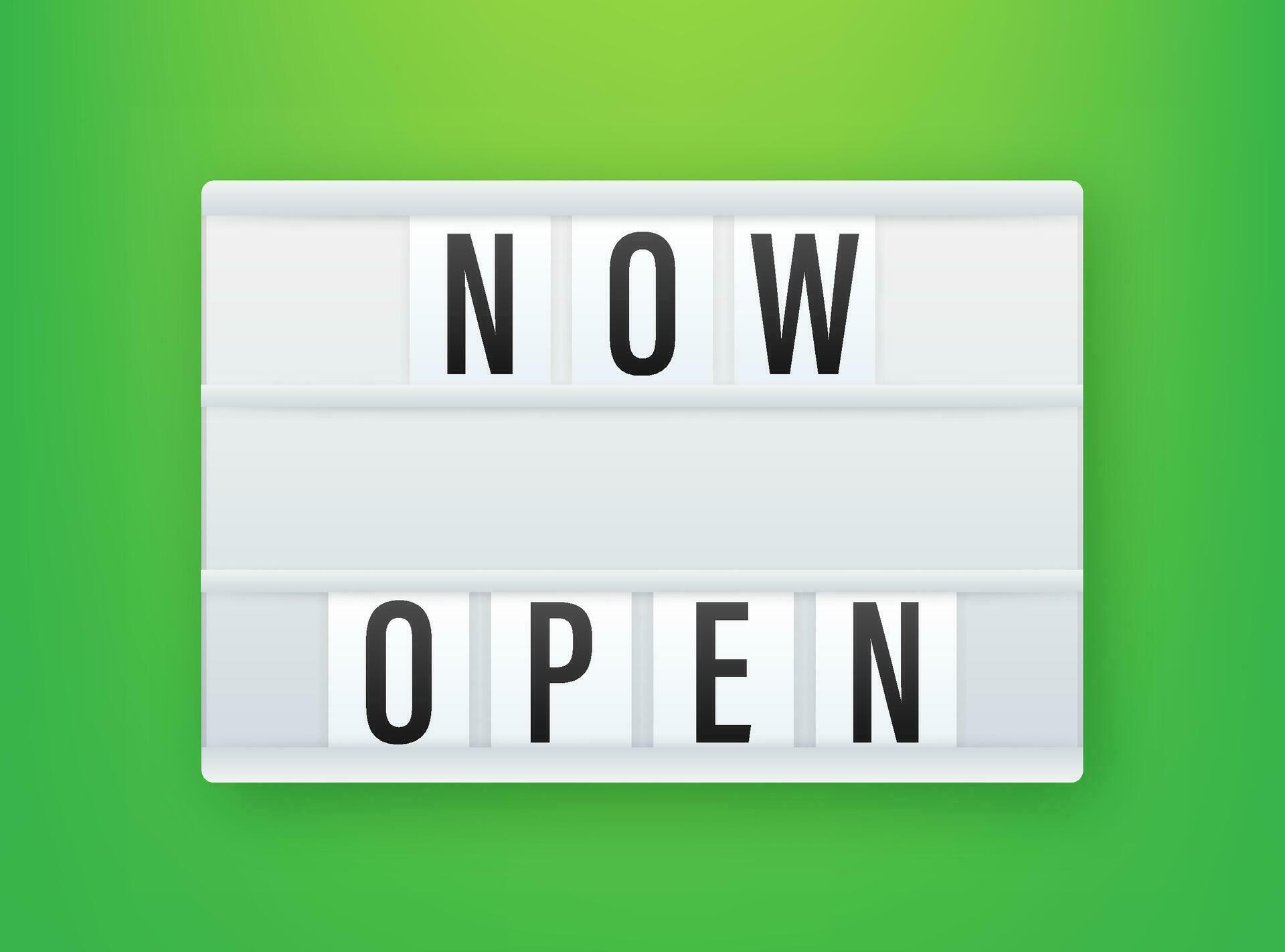 Lightbox with now open. Lightbox banner.  design. Vector stock