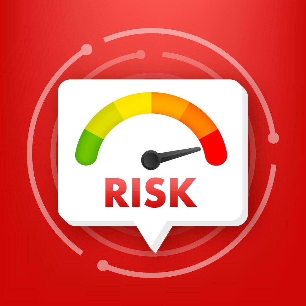 Risk icon on speedometer. High risk meter. Vector stock illustration