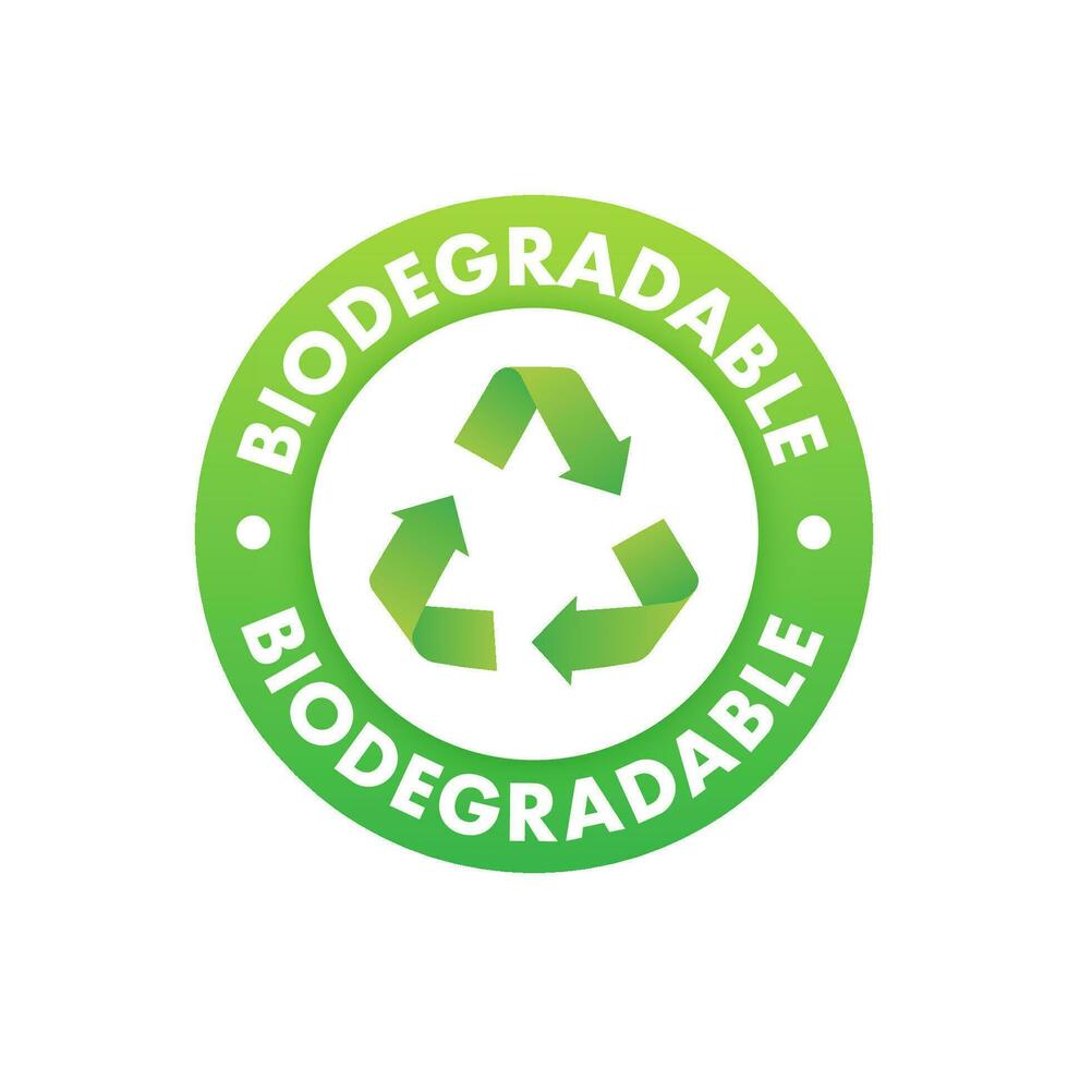plano icono con verde biodegradable. eco simpático concepto vector