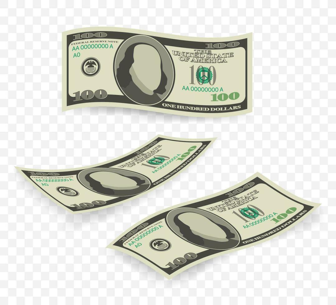 Hundred dollar bill on white background. Money. Vector stock illustration