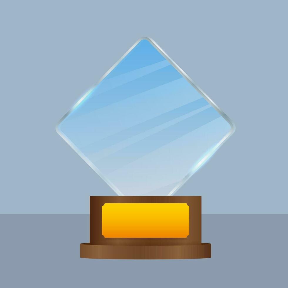 Glass award concept background. Golden trophy clipart. Vector template. Template for banner design. Winner certificate