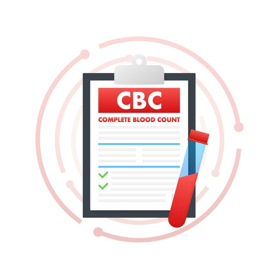 CBC   Complete blood count. Health care. Blood test. Vector stock illustration