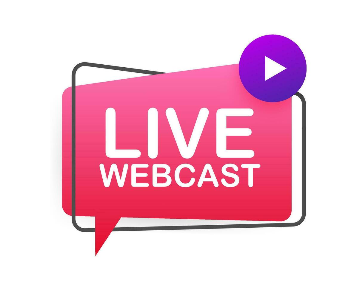 Live Webcast Button, icon, emblem, label Vector stock illustration