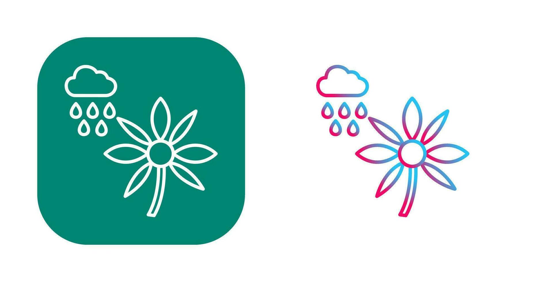 Flower with rain Vector Icon
