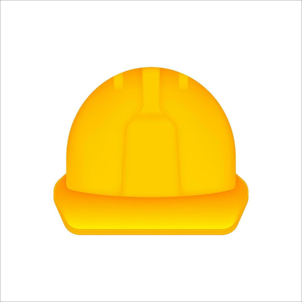 Yellow helmet on white background. Realistic isolated vector. Vector