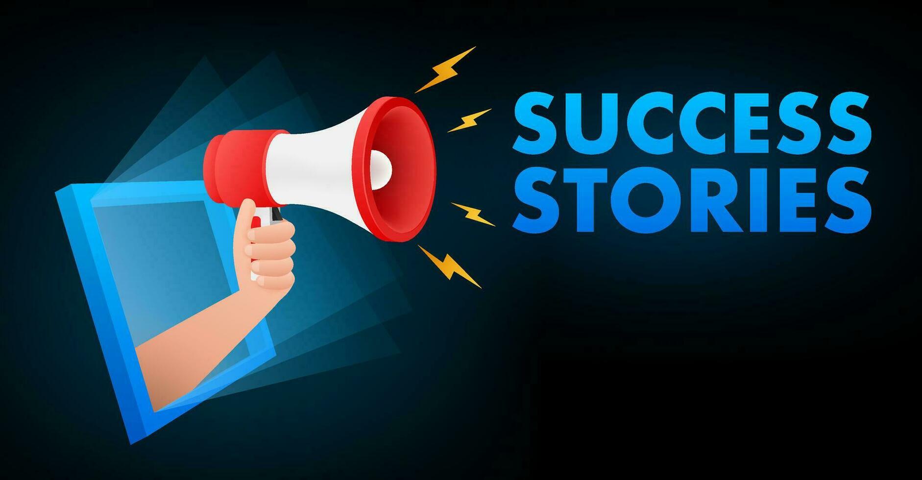 Lightbox with Success stories. Vector stock illustration