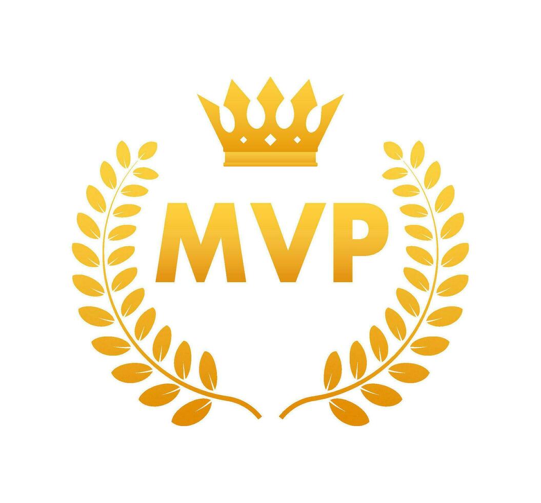 MVP gold medal award on white background. Vector stock illustration