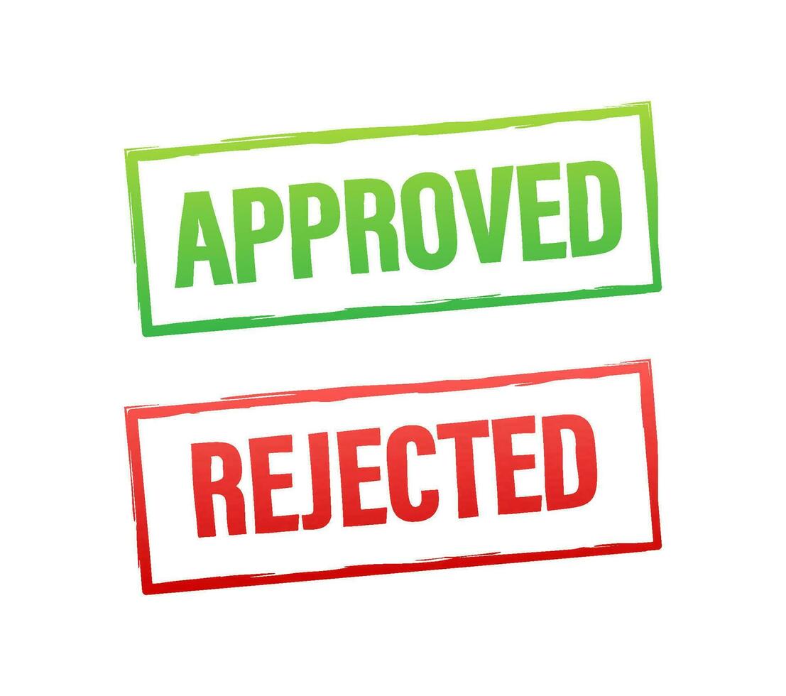 Approved and rejected stamp on white background. Vector stock illustration.