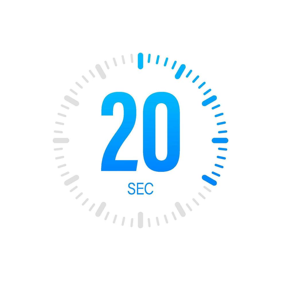 The 20 second, timer, stopwatch vector icon. Stopwatch icon in flat style. Vector stock illustration.