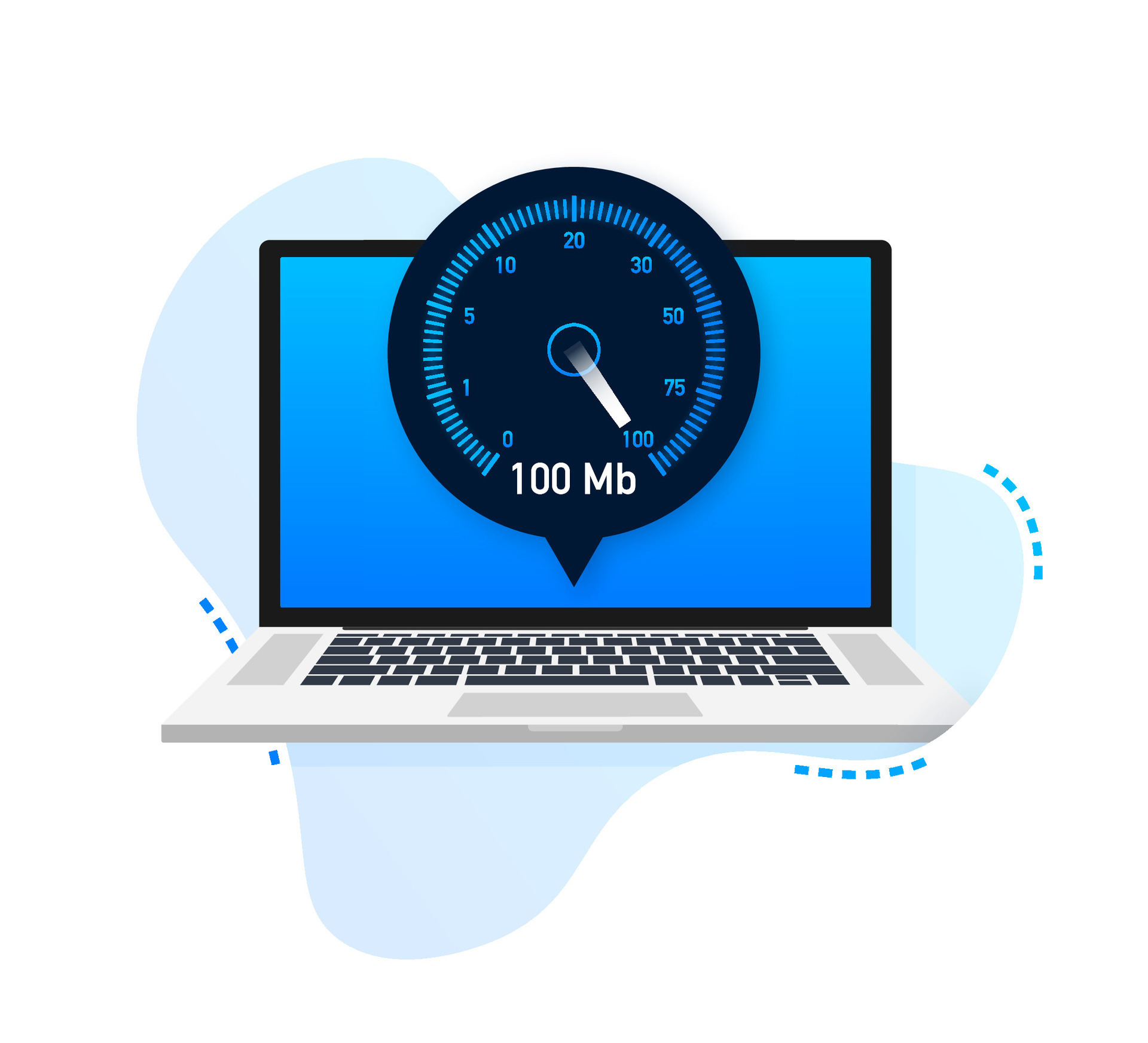 Speed test on laptop. Speedometer Speed 100 mb. site speed