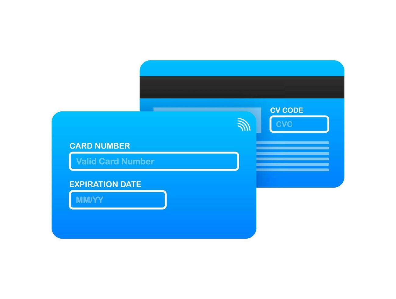 Business card with pay details for web page design. Online shopping. Credit card. Online store. Vector stock illustration