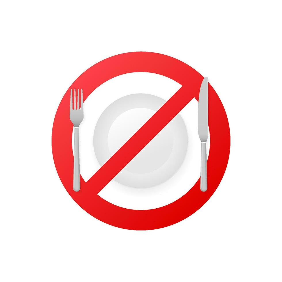 No eating. Photo show a no eating icon on white background. Vector illustration
