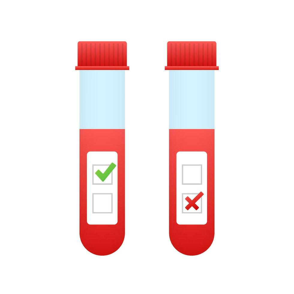 sangre prueba resultado en plano estilo. químico laboratorio investigación. vector valores ilustración