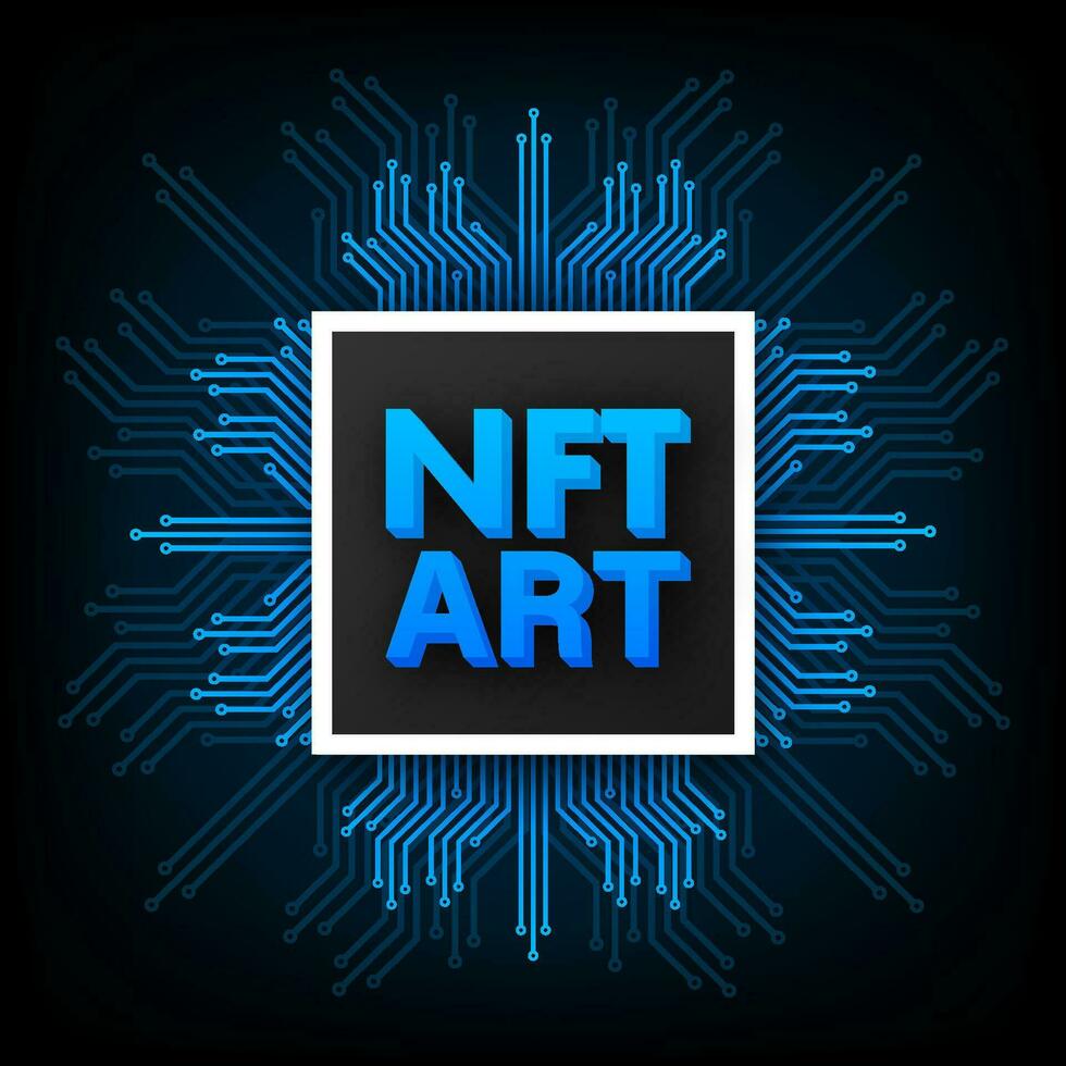 Neon art pattern with nft for game background design. Crypto currency finance concept. Currency icon vector