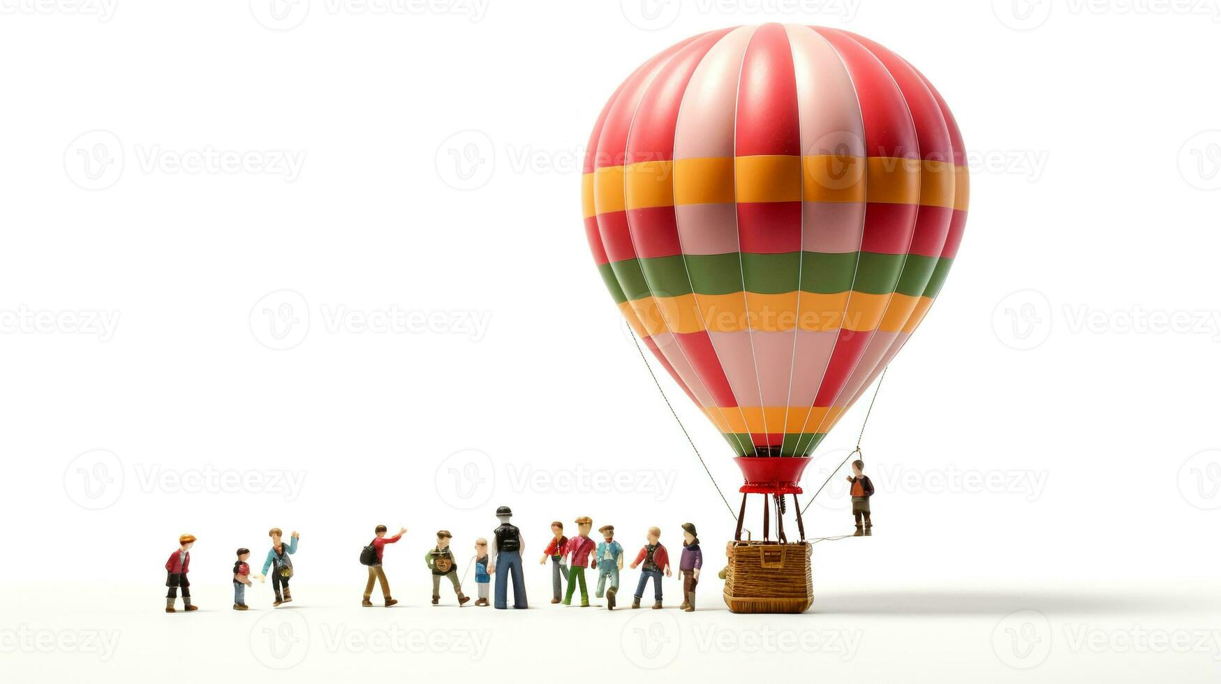 Displaying a 3D miniature Roziere Balloon - Hybrid Gas and Hot Air. Generative AI photo