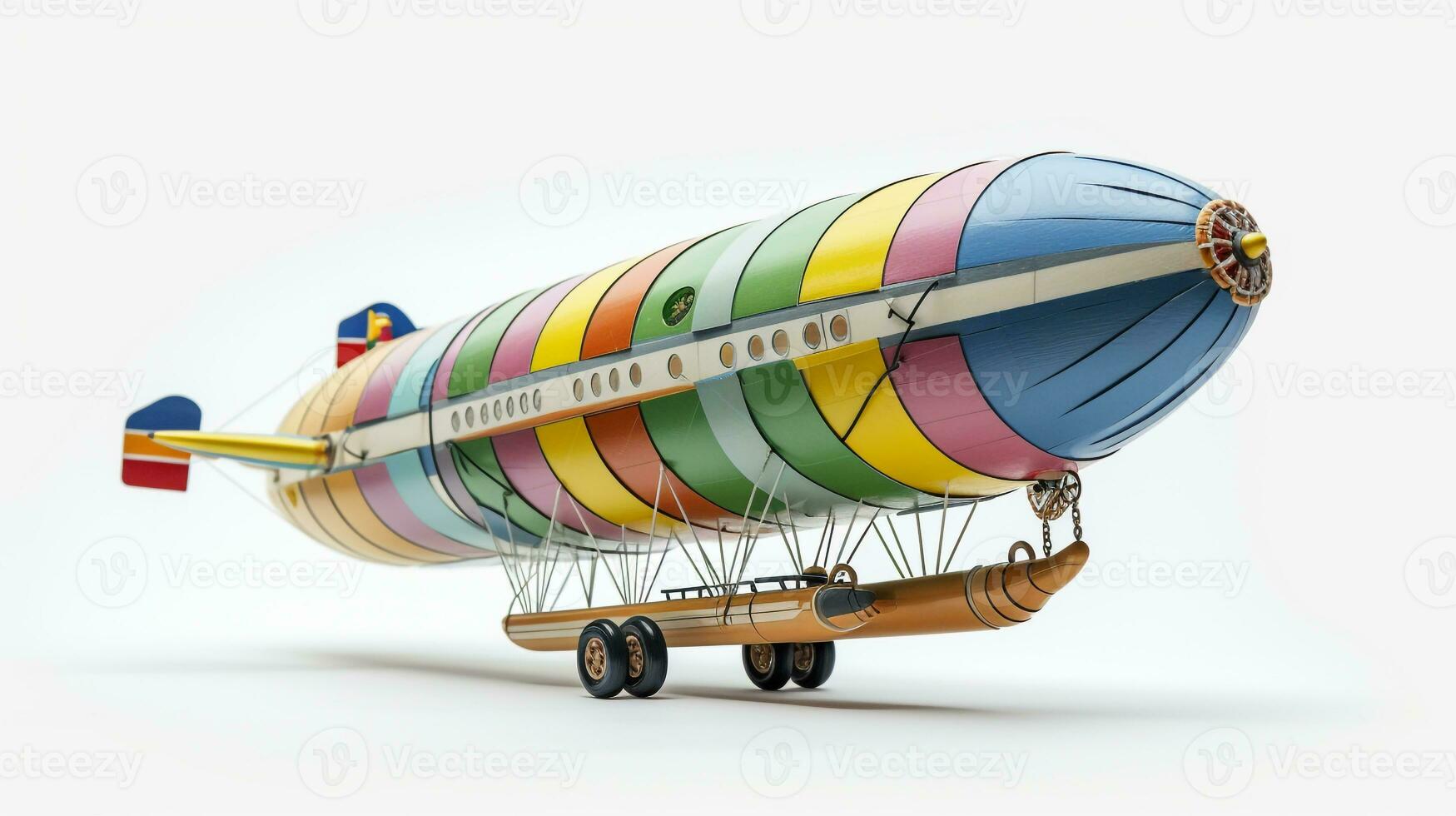 Displaying a 3D miniature Zeppelin. Generative AI photo