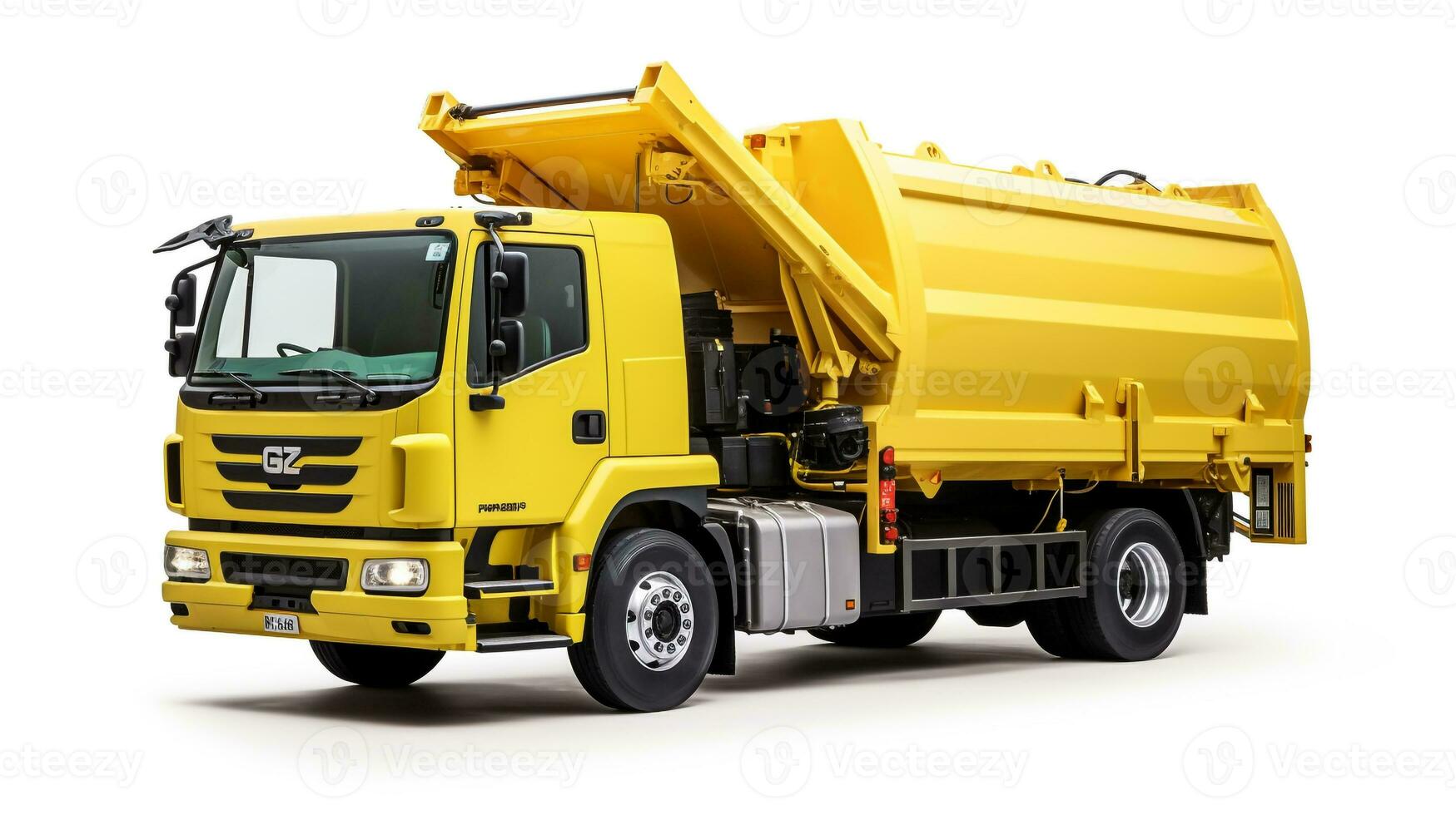Displaying a 3D miniature Garbage Truck. Generative AI photo