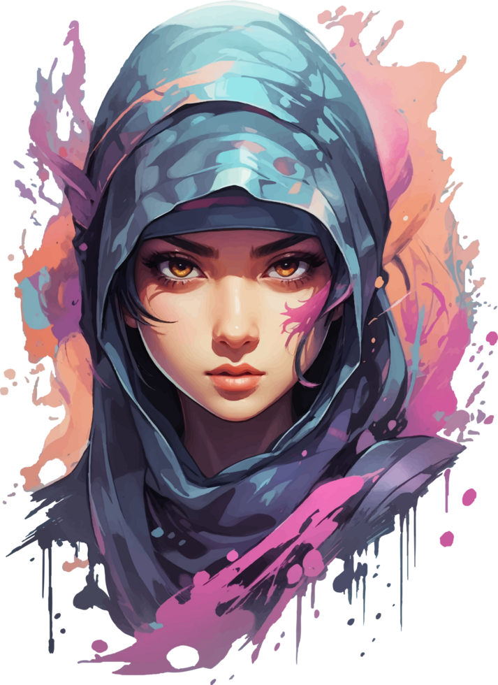 Ninja Girl Illustration AI Generative png